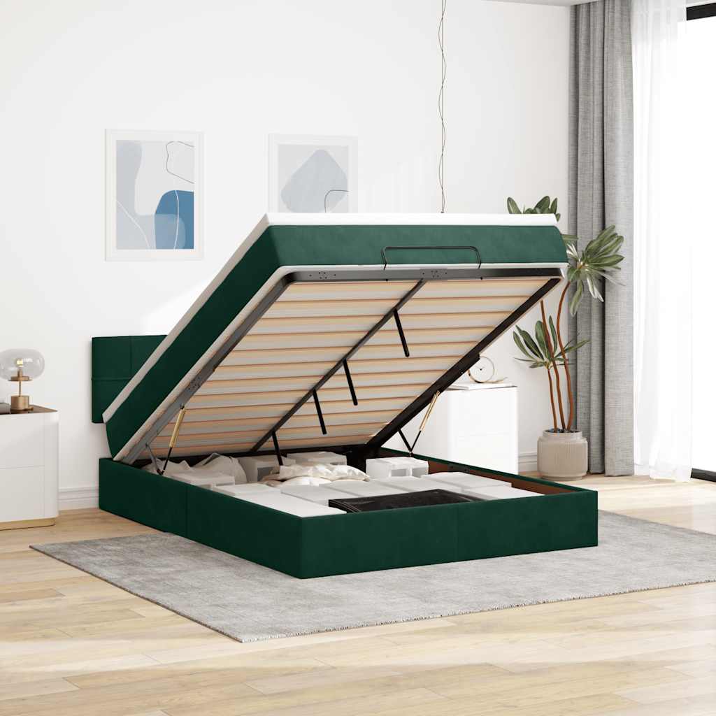Struttura Letto Pouf con Materasso 140x190 cm in Velluto | homemem39