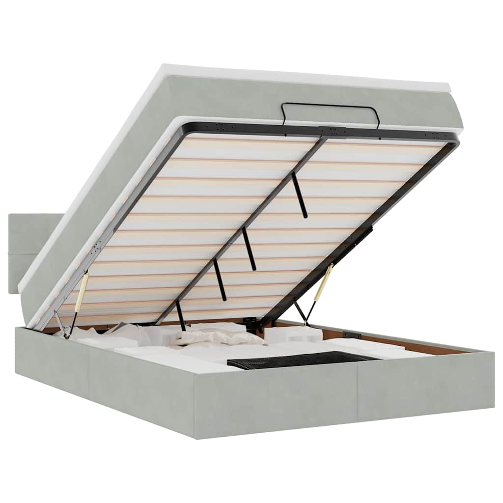 Struttura Letto Pouf con Materasso 140x200 cm in Velluto - homemem39