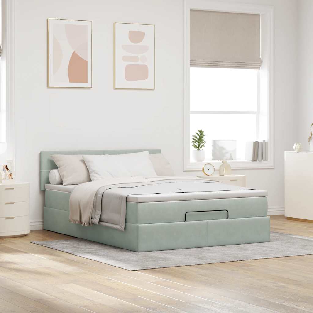 Struttura Letto Pouf con Materasso 140x200 cm in Velluto