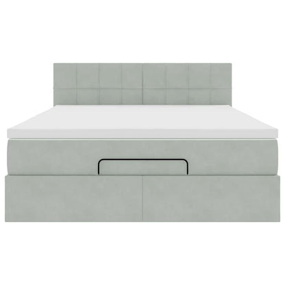 Struttura Letto Pouf con Materasso 140x200 cm in Velluto