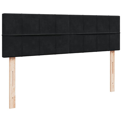 Struttura Letto Pouf con Materasso Nero 140x200 cm in Velluto