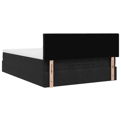 Struttura Letto Pouf con Materasso Nero 140x200 cm in Velluto