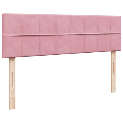 Struttura Letto Pouf con Materasso Rosa 140x200 cm in Velluto