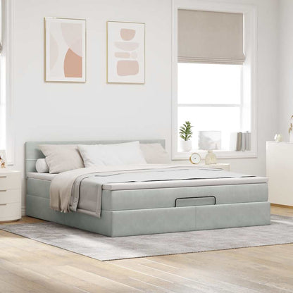 Struttura Letto Pouf con Materasso 160x200 cm in Velluto