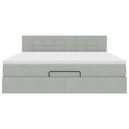 Struttura Letto Pouf con Materasso 160x200 cm in Velluto
