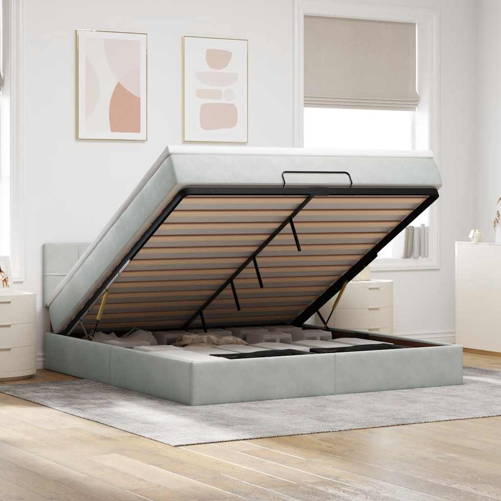 Struttura Letto Pouf con Materasso 160x200 cm in Velluto