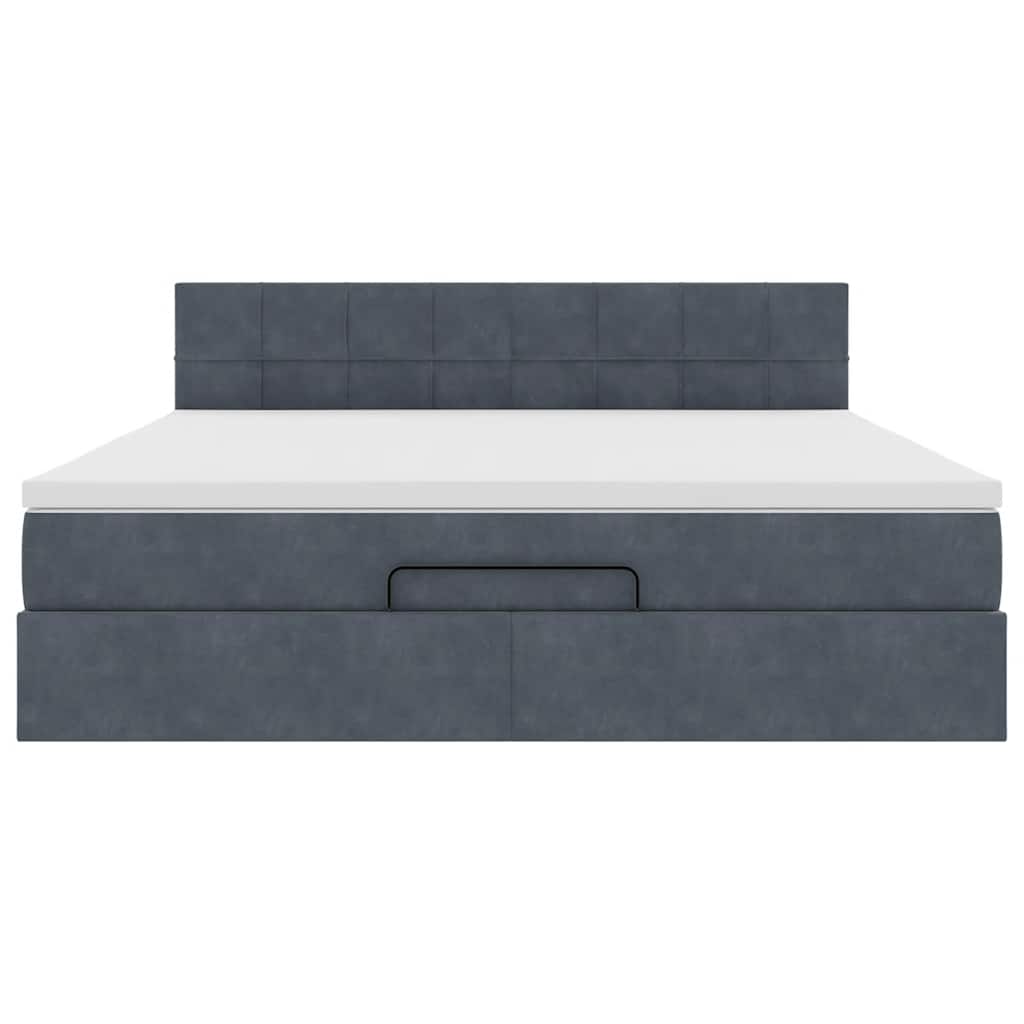 Struttura Letto Pouf con Materasso 160x200 cm in Velluto