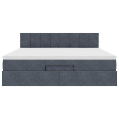 Struttura Letto Pouf con Materasso 160x200 cm in Velluto