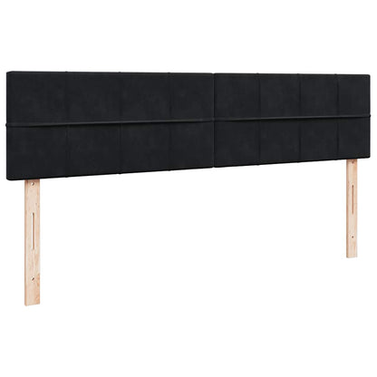 Struttura Letto Pouf con Materasso Nero 160x200 cm in Velluto
