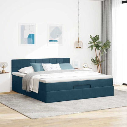 Struttura Letto Pouf con Materasso 160x200 cm in Velluto