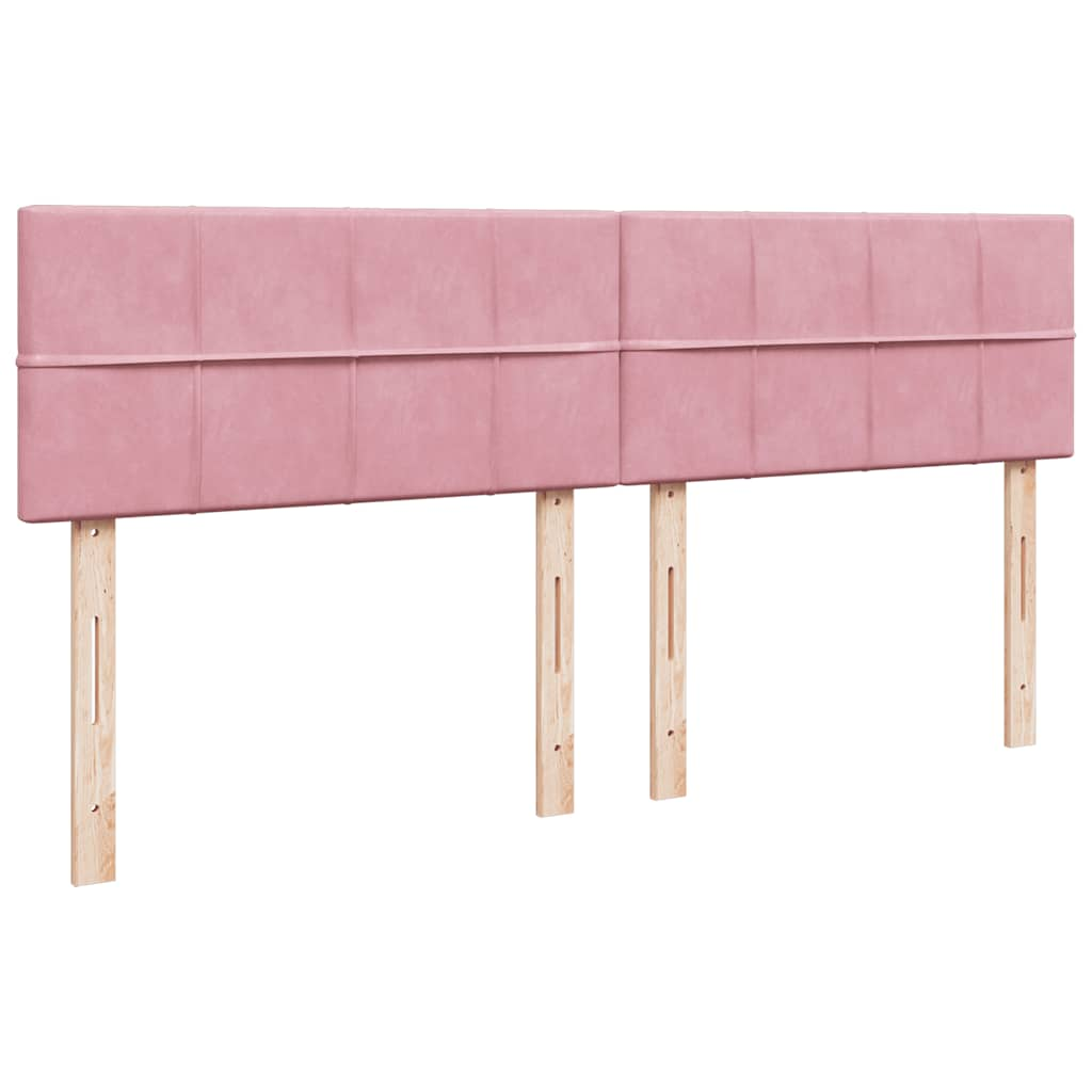 Struttura Letto Pouf con Materasso Rosa 160x200 cm in Velluto