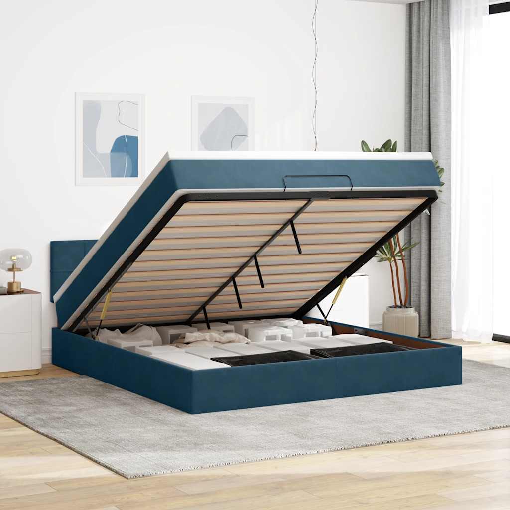 Struttura Letto Pouf con Materasso 180x200 cm in Velluto