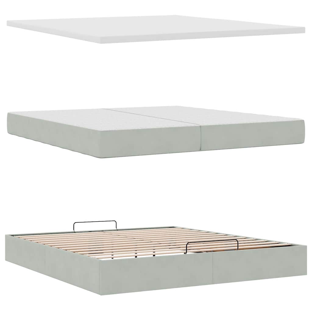 Struttura Letto Pouf con Materassi 200x200 cm Velluto | homemem39