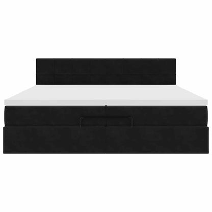 Struttura Letto Pouf con Materassi Nero 200x200 cm Velluto