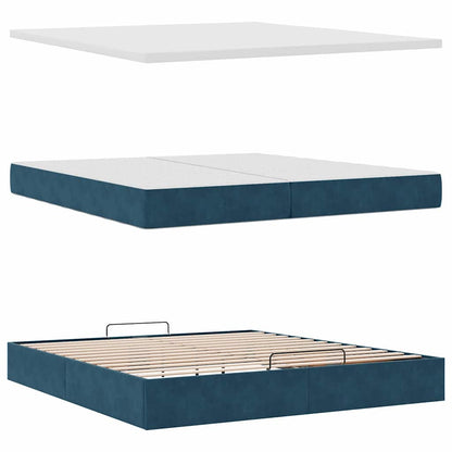 Pouf Letto con Materassi e LED Blu Scuro 200x200cm Velluto | homemem39