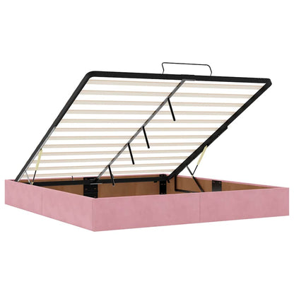 Struttura Letto Pouf con Materassi Rosa 200x200 cm Velluto | homemem39