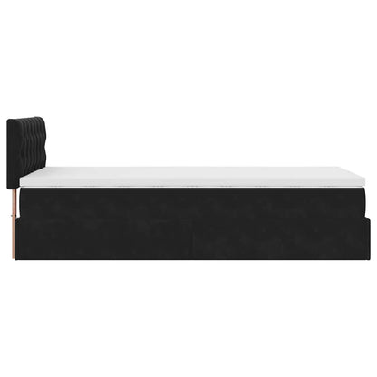 Pouf Letto con Materasso e LED Nero 80x200cm in Velluto