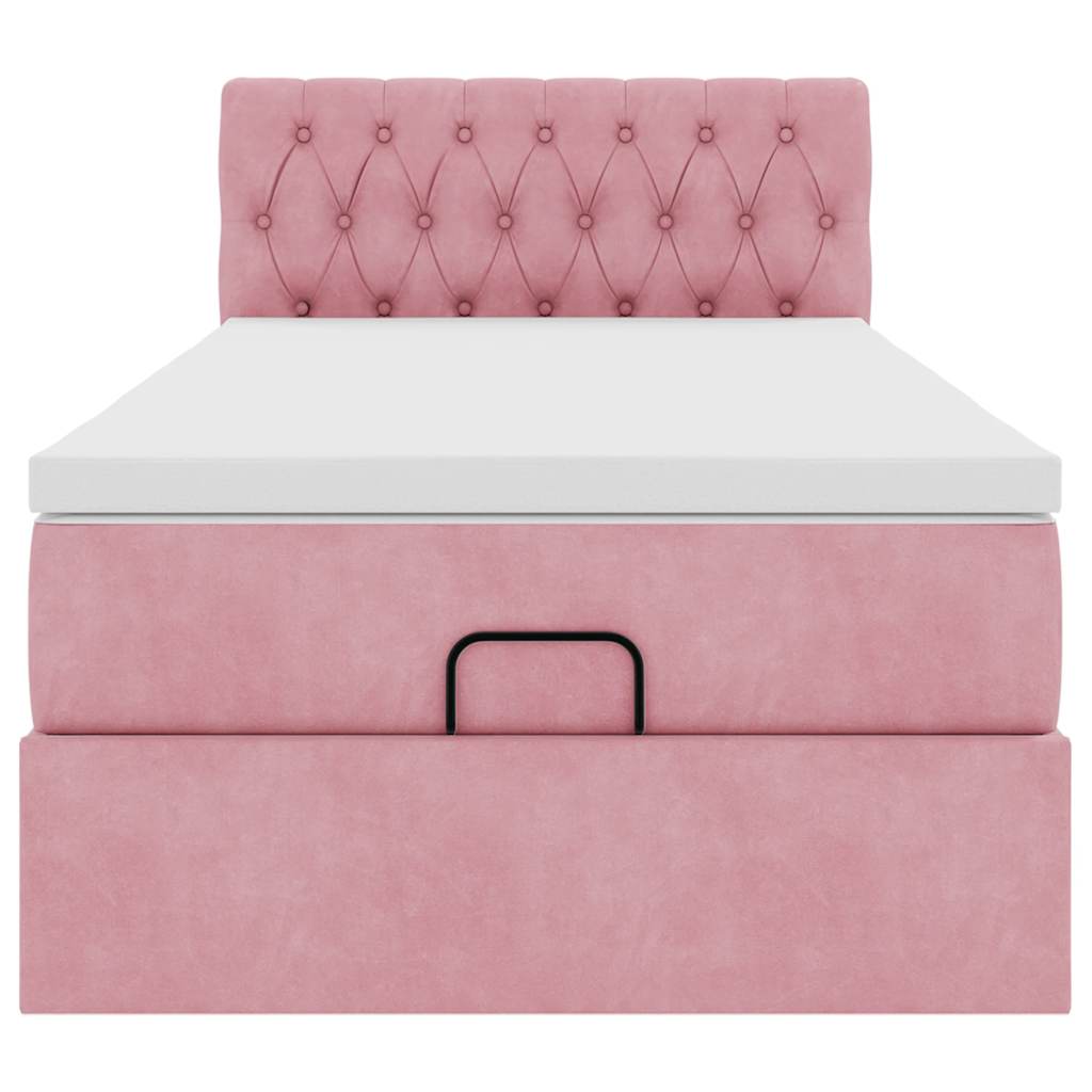 Pouf Letto con Materasso e LED Rosa 80x200cm in Velluto | homemem39