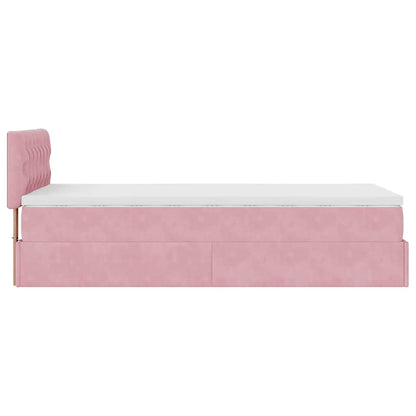 Pouf Letto con Materasso e LED Rosa 80x200cm in Velluto | homemem39