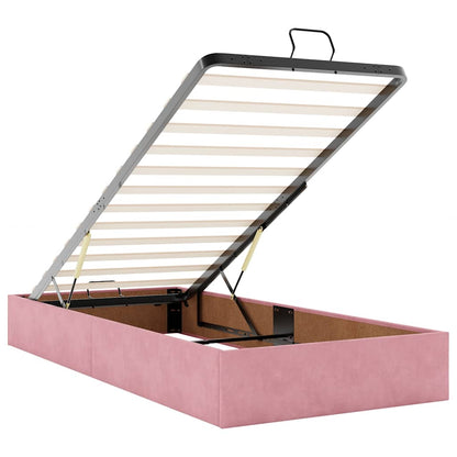 Pouf Letto con Materasso e LED Rosa 80x200cm in Velluto | homemem39