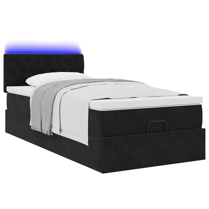 Struttura Letto Pouf con Materasso Nero 90x190 cm in Velluto | homemem39