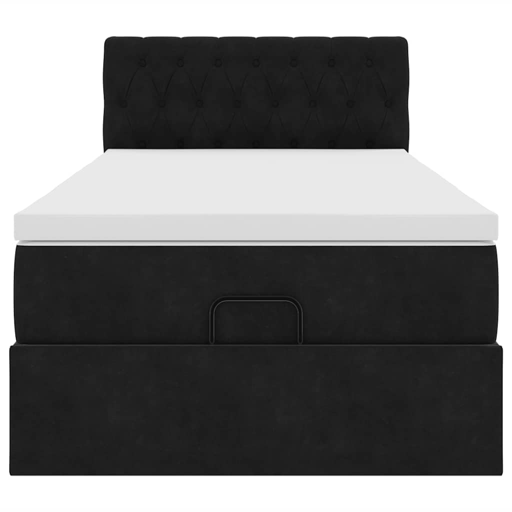 Struttura Letto Pouf con Materasso Nero 90x190 cm in Velluto | homemem39