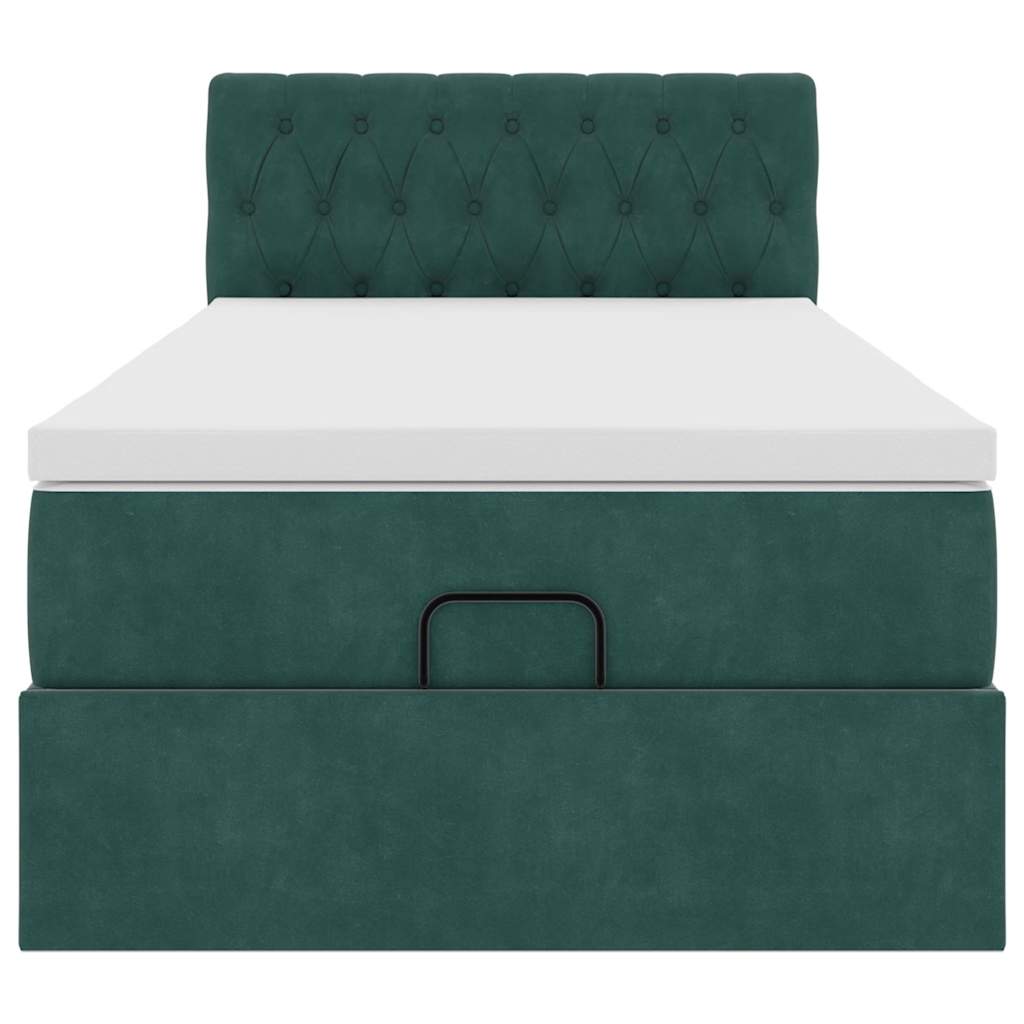 Pouf Letto con Materasso e LED Verde Scuro 90x200cm in Velluto - homemem39