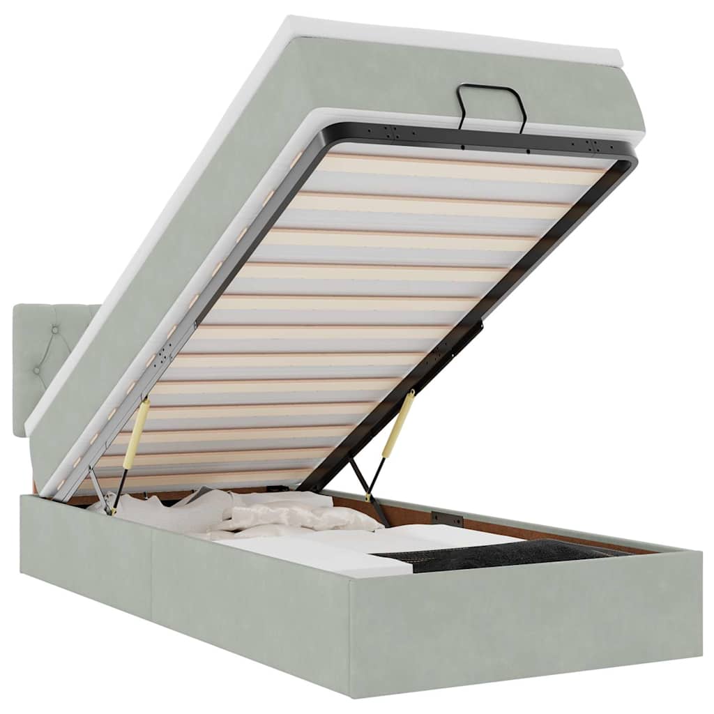 Struttura Letto Pouf con Materasso 100x200 cm Velluto - homemem39