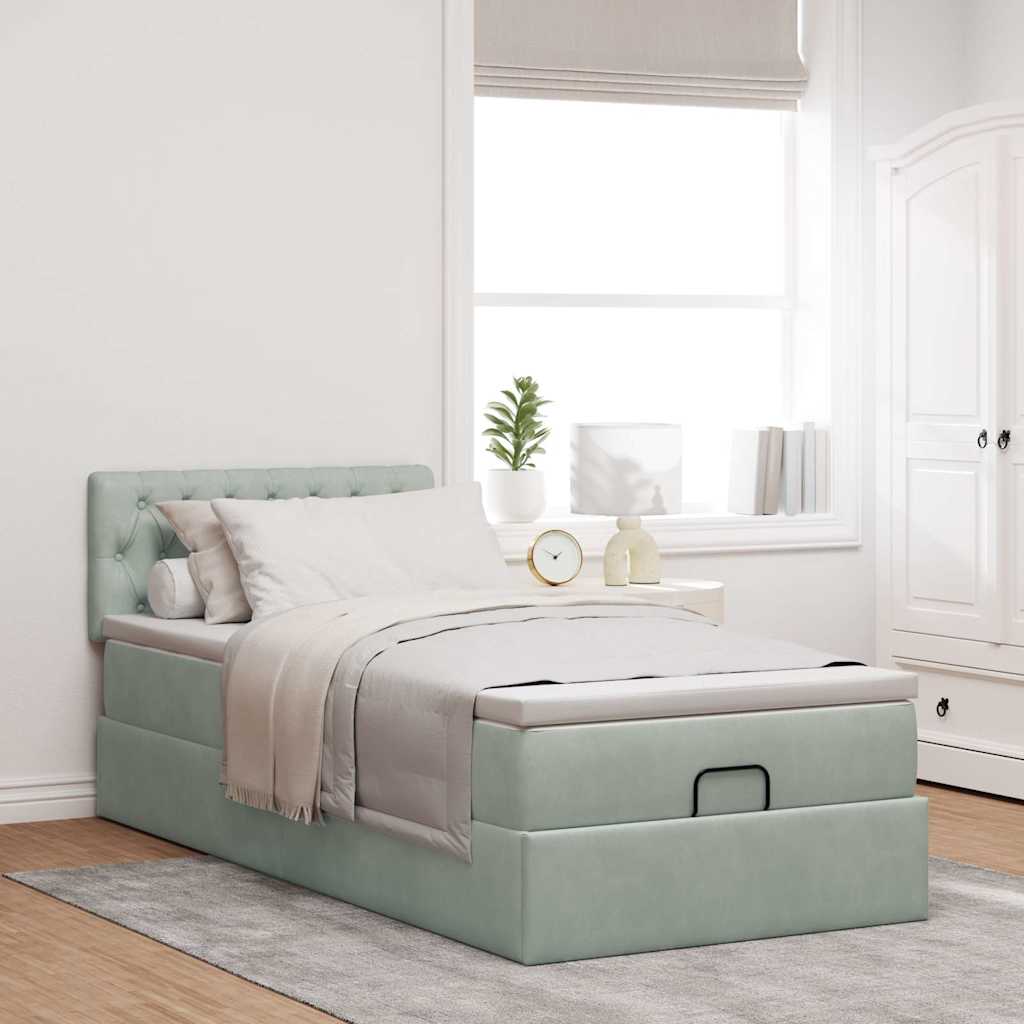 Struttura Letto Pouf con Materasso 100x200 cm Velluto