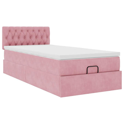 Struttura Letto Pouf con Materasso Rosa 100x200 cm Velluto | homemem39