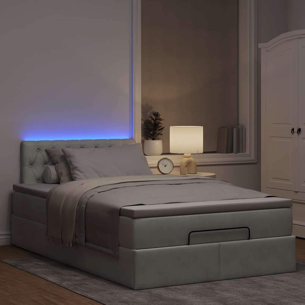 Pouf Letto con Materasso e LED Grigio Chiaro 120x190cm Velluto | homemem39