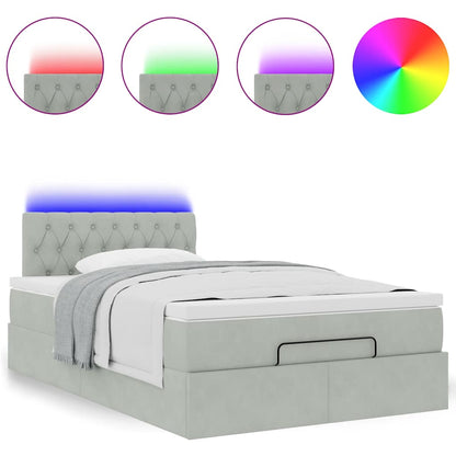Pouf Letto con Materasso e LED Grigio Chiaro 120x190cm Velluto | homemem39