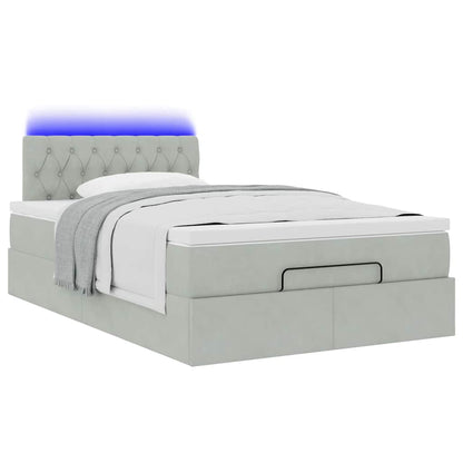 Pouf Letto con Materasso e LED Grigio Chiaro 120x190cm Velluto | homemem39