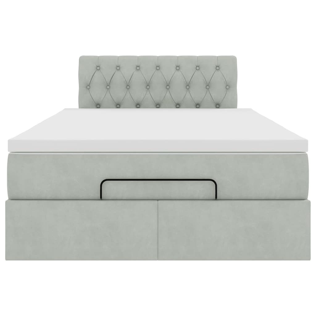 Pouf Letto con Materasso e LED Grigio Chiaro 120x190cm Velluto | homemem39