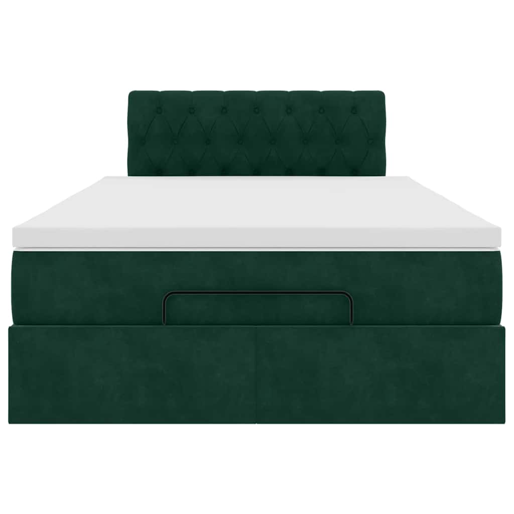 Pouf Letto con Materasso e LED Verde Scuro 120x190cm in Velluto | homemem39
