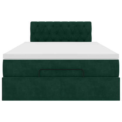 Pouf Letto con Materasso e LED Verde Scuro 120x190cm in Velluto | homemem39