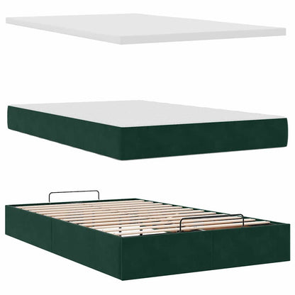 Pouf Letto con Materasso e LED Verde Scuro 120x190cm in Velluto | homemem39