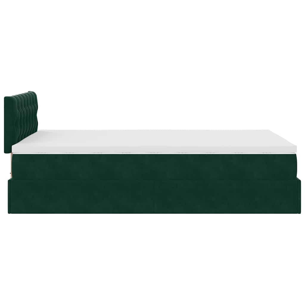 Pouf Letto con Materasso e LED Verde Scuro 120x190cm in Velluto | homemem39