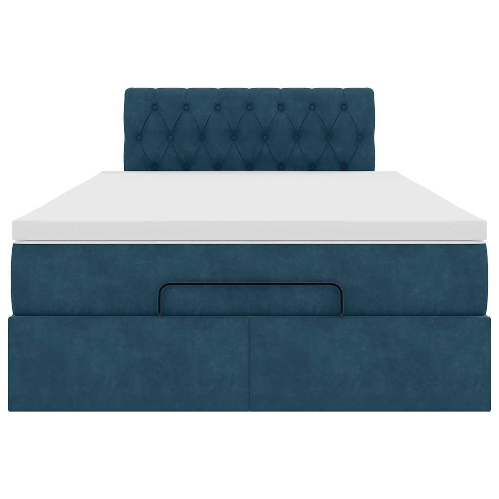 Pouf Letto con Materasso e LED Blu Scuro 120x190cm in Velluto | homemem39