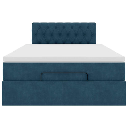 Pouf Letto con Materasso e LED Blu Scuro 120x190cm in Velluto | homemem39