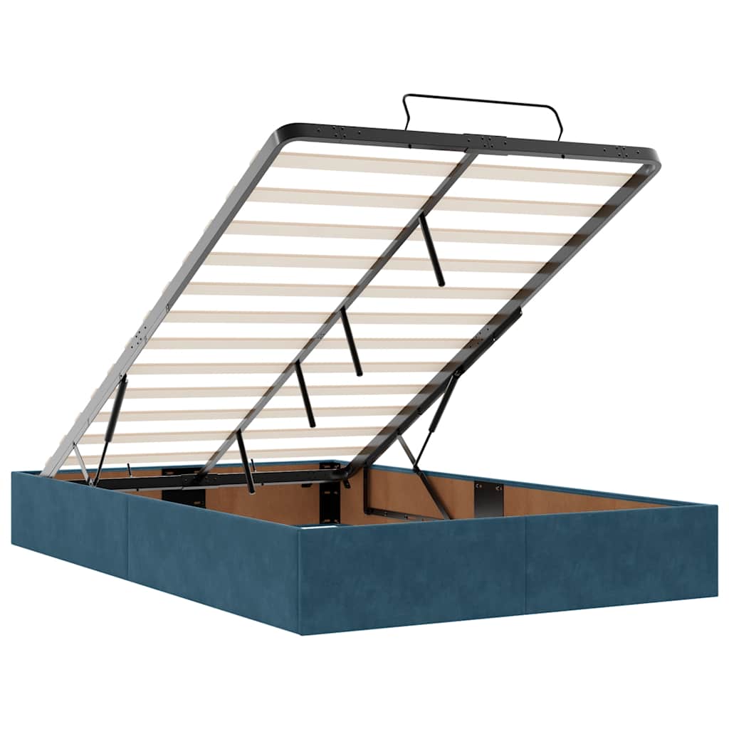 Pouf Letto con Materasso e LED Blu Scuro 120x190cm in Velluto | homemem39