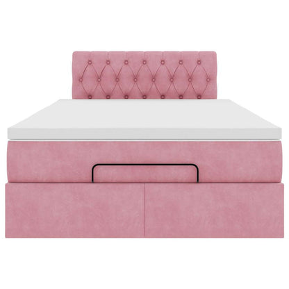 Pouf Letto con Materasso e LED Rosa 120x190cm in Velluto | homemem39