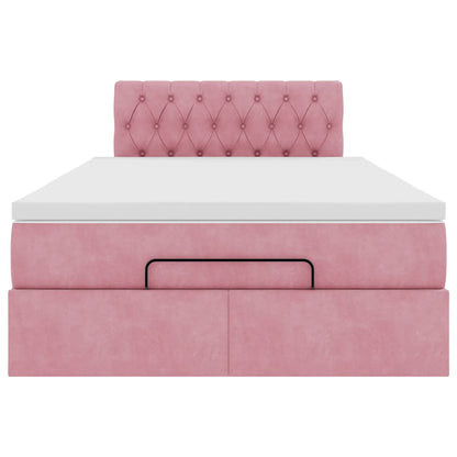 Struttura Letto Pouf con Materasso Rosa 120x200 cm Velluto | homemem39