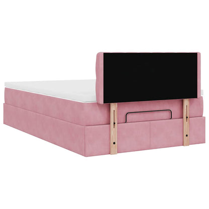 Struttura Letto Pouf con Materasso Rosa 120x200 cm Velluto | homemem39