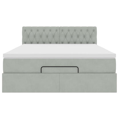 Struttura Letto Pouf con Materasso 140x190 cm Velluto | homemem39