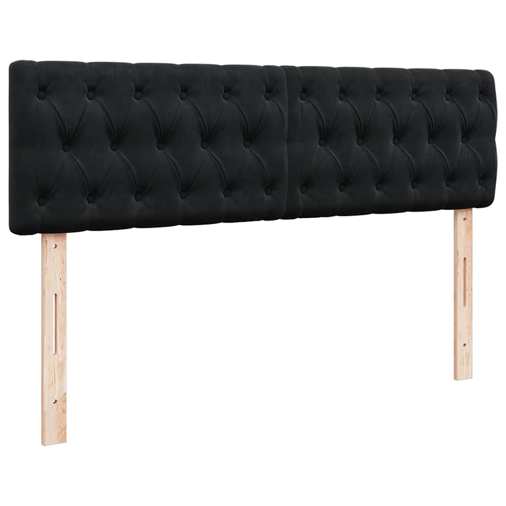 Struttura Letto Pouf con Materasso Nero 140x190 cm in Velluto