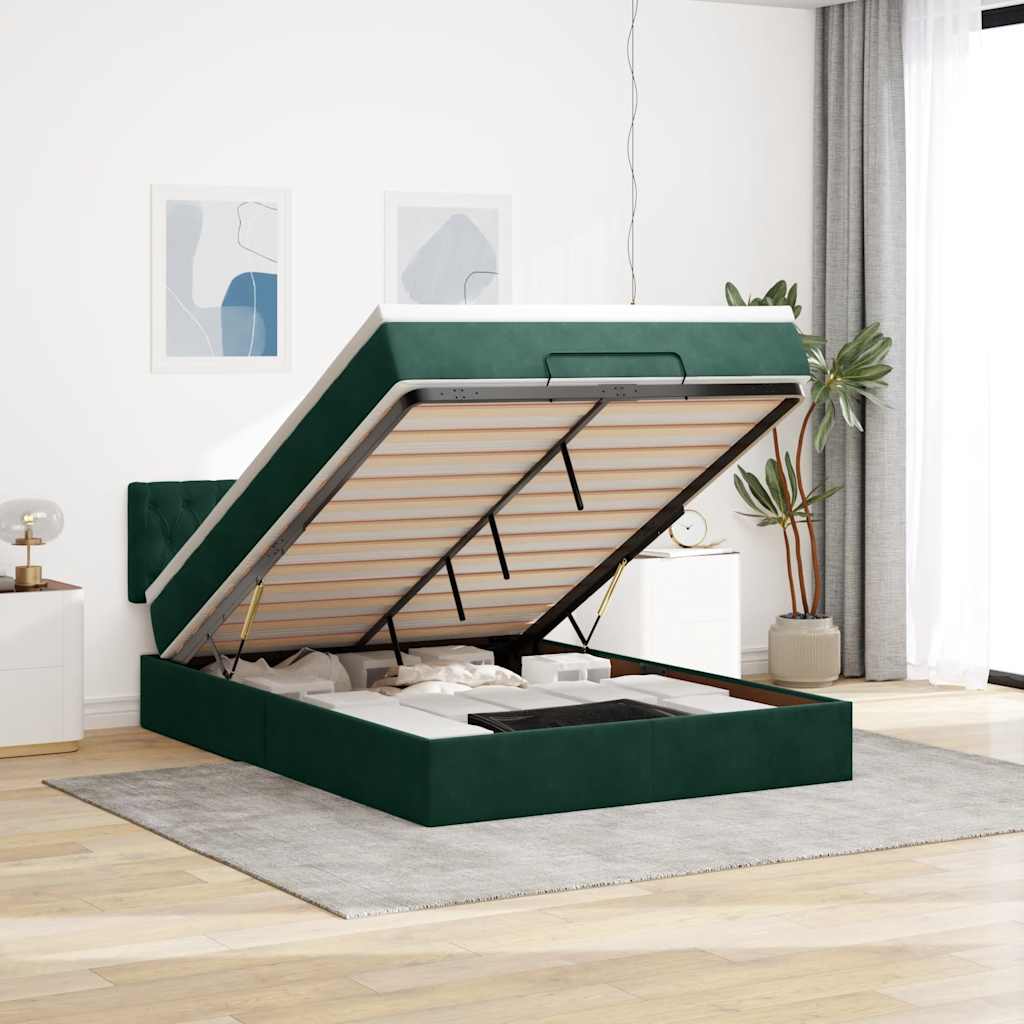 Struttura Letto Pouf con Materasso 140x190 cm in Velluto