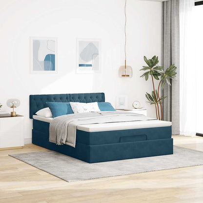 Struttura Letto Pouf con Materasso 140x190 cm in Velluto