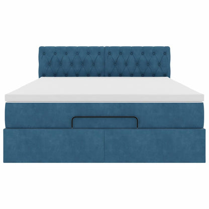 Struttura Letto Pouf con Materasso 140x190 cm in Velluto - homemem39