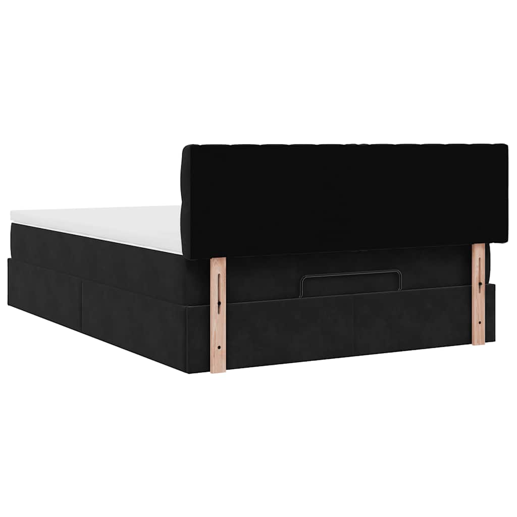 Struttura Letto Pouf con Materasso Nero 140x200 cm in Velluto | homemem39